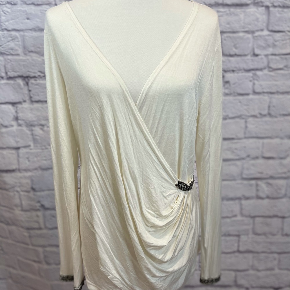 BKE Cream Asymmetrical with Black Bead Accents